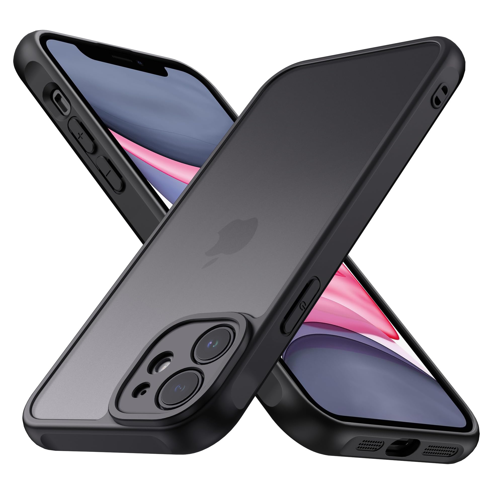 iPhone 11 用 ケース iphone 用 カバー 耐衝撃 滑り止め 指紋防止 米軍MIL規格 つや消し表面 耐衝撃 ストラップホール 黄変しにくい 耐久ケース レンズ保護 IPhone 11 ブラック