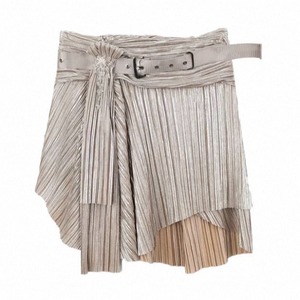 [OPEN AESTHETIC] Folded Metal Asymmetric Belt Half Skirt