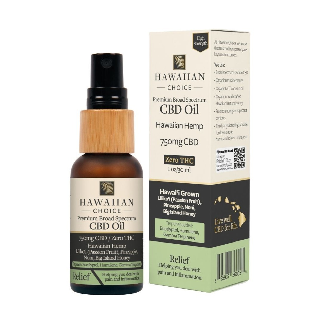 Hawaiian Choice, CBDオイルｰRelief（リリーフ）‐30ml/750mg