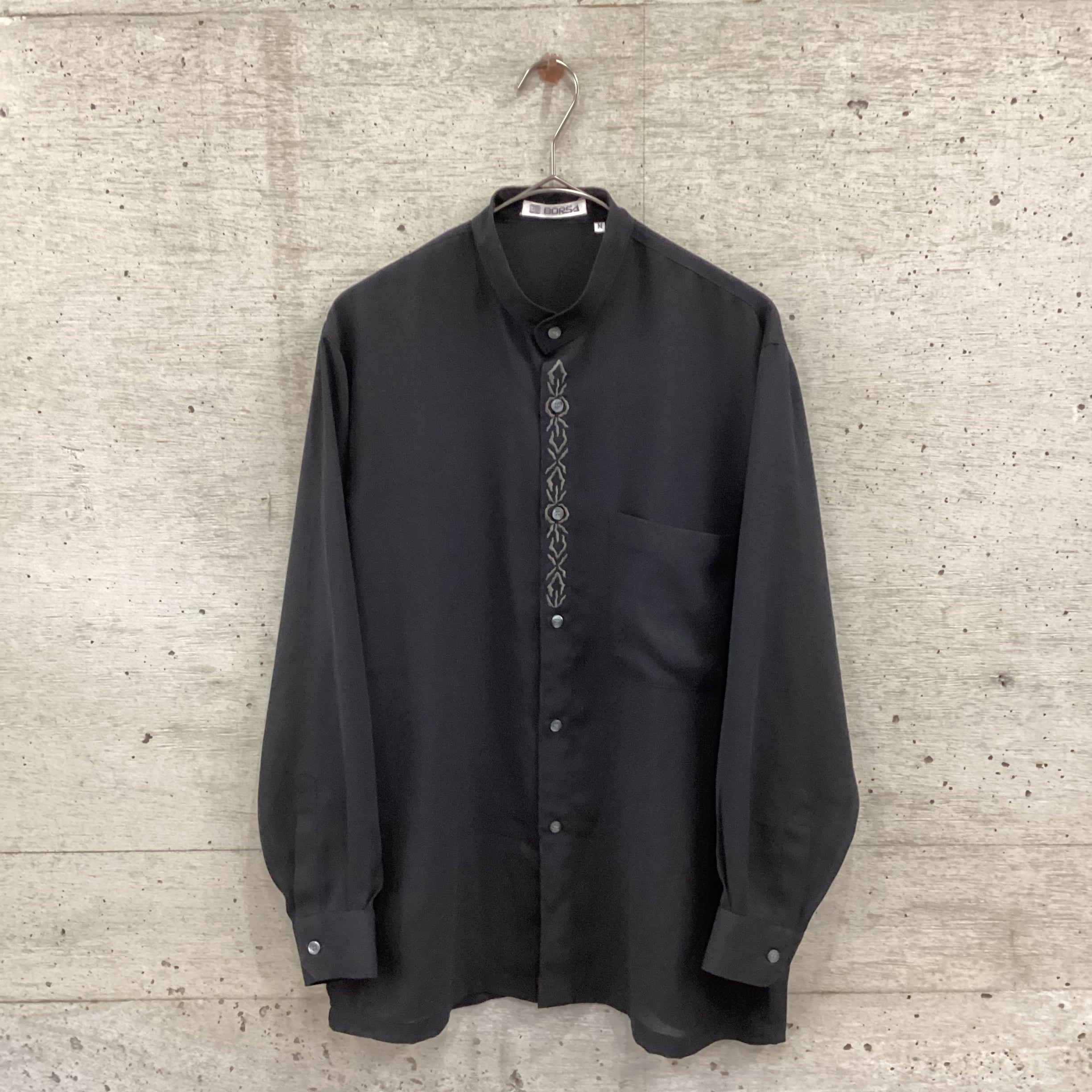 black embroidered shirt