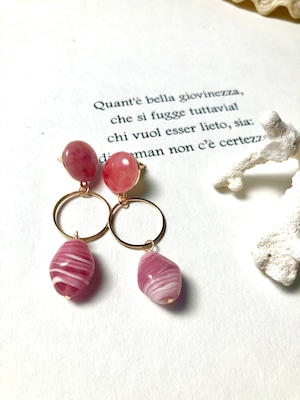 Orientaly Ⅱ pink stone pierce (オリエンタリー2 ピンクストーン ピアス)