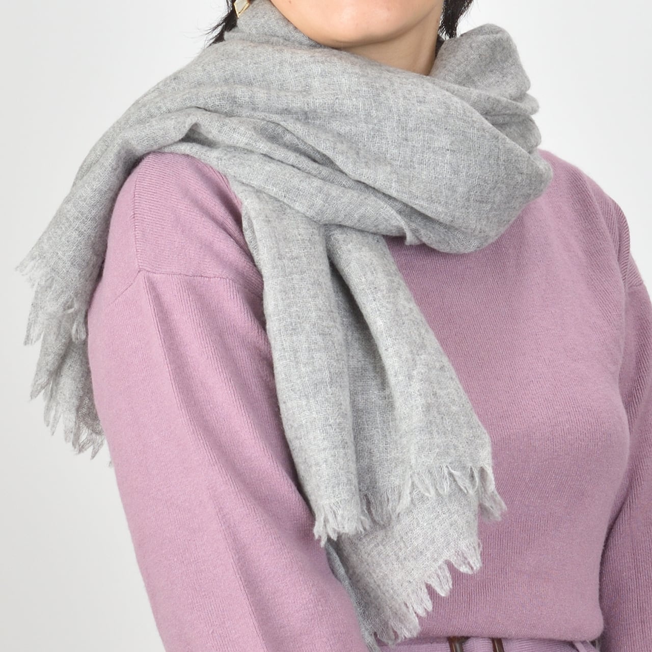 Cashmere rich▼CR-3108 高品質 カシミア100% リバーシブル/2Way【ピンク/グレー】ストール/マフラー 大判 冬 *LuxeStyle* Joshua Ellis ジョシュアエリス カシミア 大判 ストール CPG