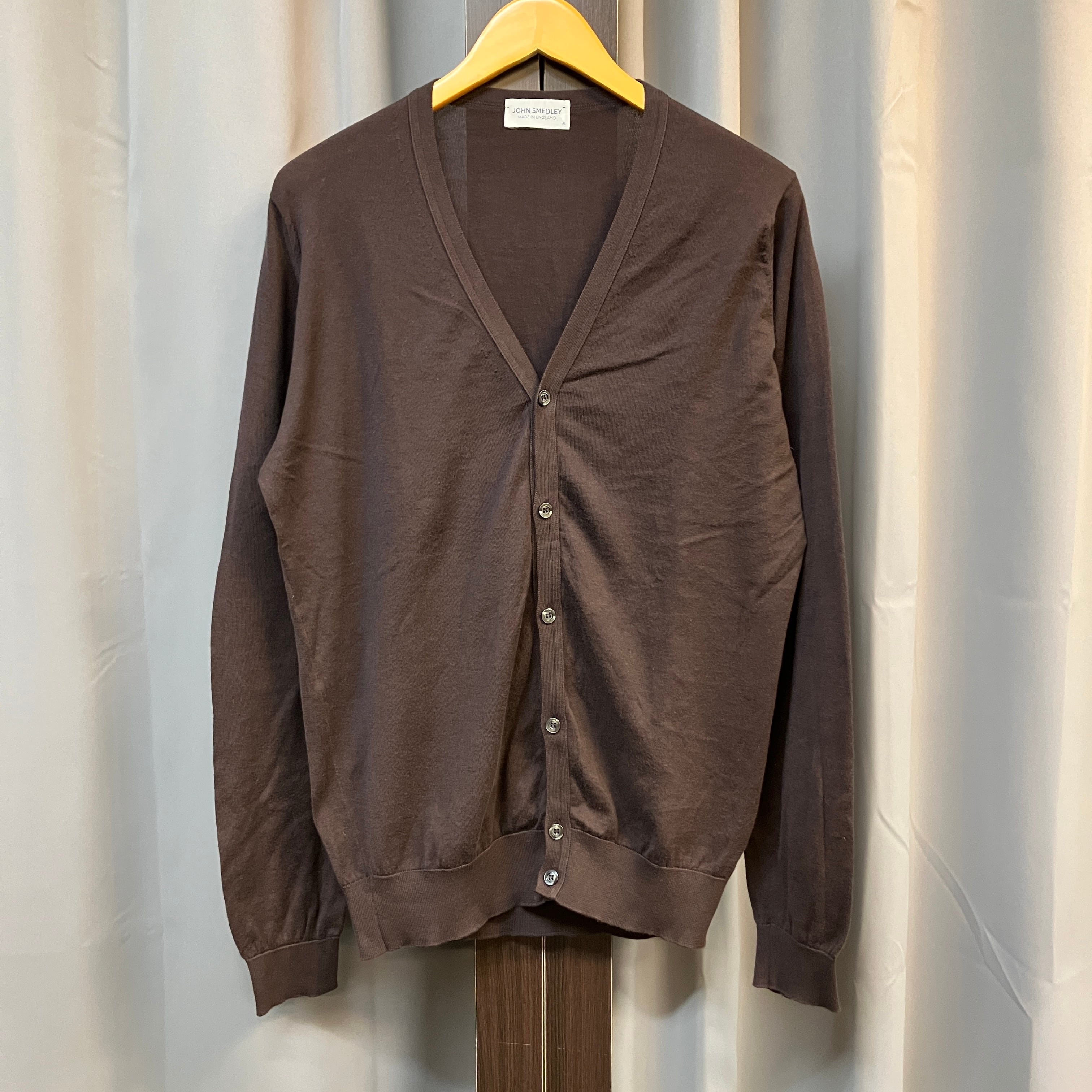 JOHN SMEDLEY ダークブラウン カーディガン M JOHN SMEDLEY BROWN WOOL CARDIGAN《M》 | safarionline