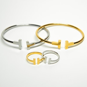 【T letter】 Ring & Bangle セット