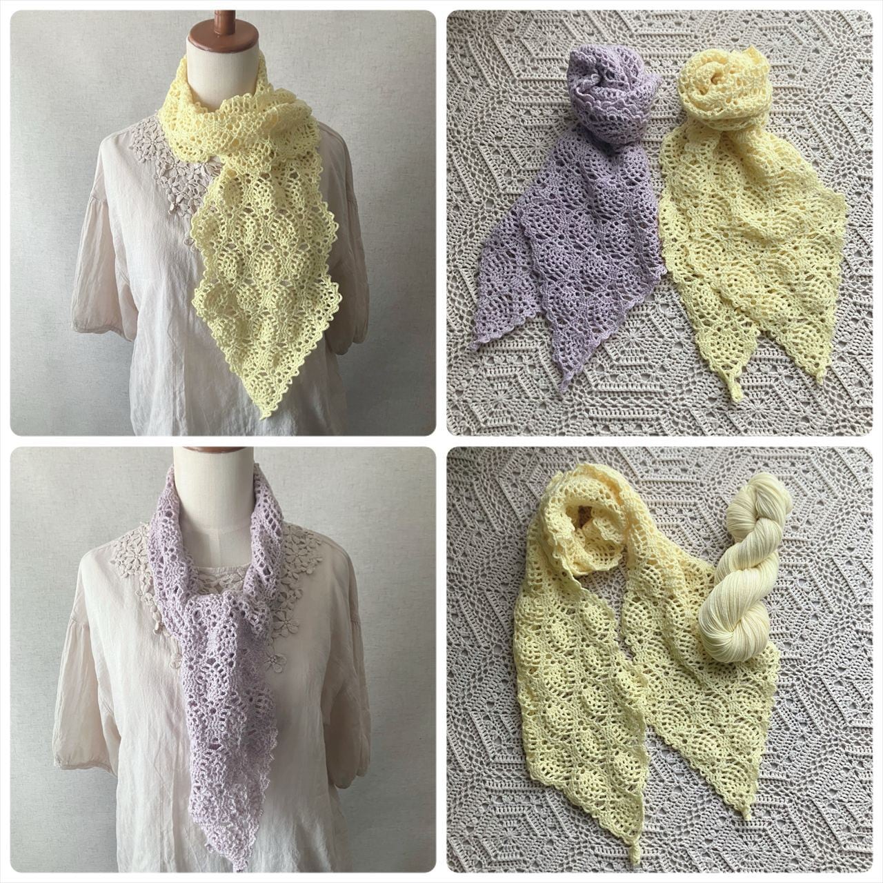 【手編みキット】春霞のパイナップルストール