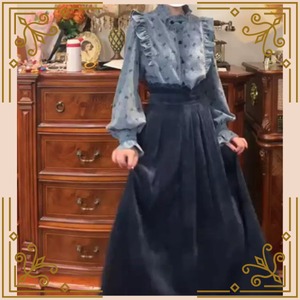 ♦フリルブラウス×ロングフレアスカートのレトロクラシカルset♦trnd029