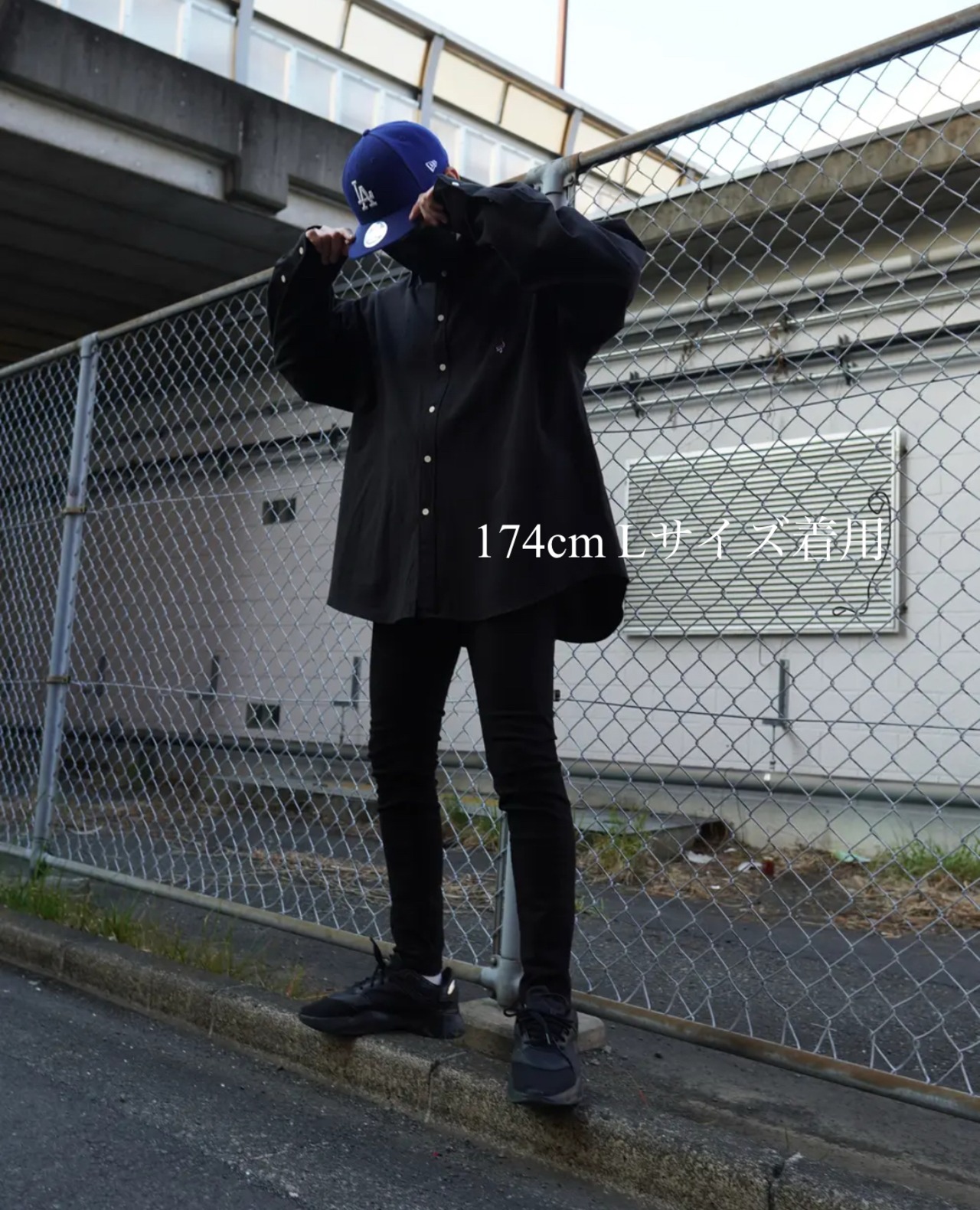 unbalance hem stretch デニムpt／Black
