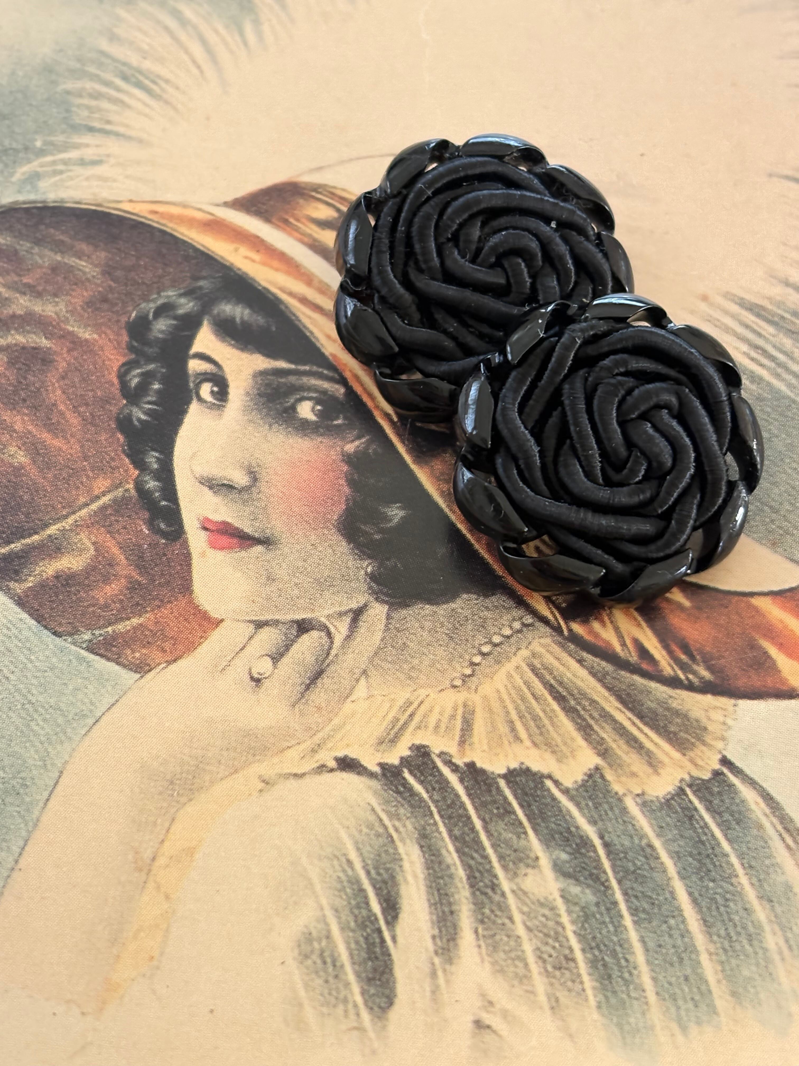 Japanese Vintage ボタン 23mm コードボタン ブラック デッドストック アクセサリーパーツ 装飾材 カルトナージュ