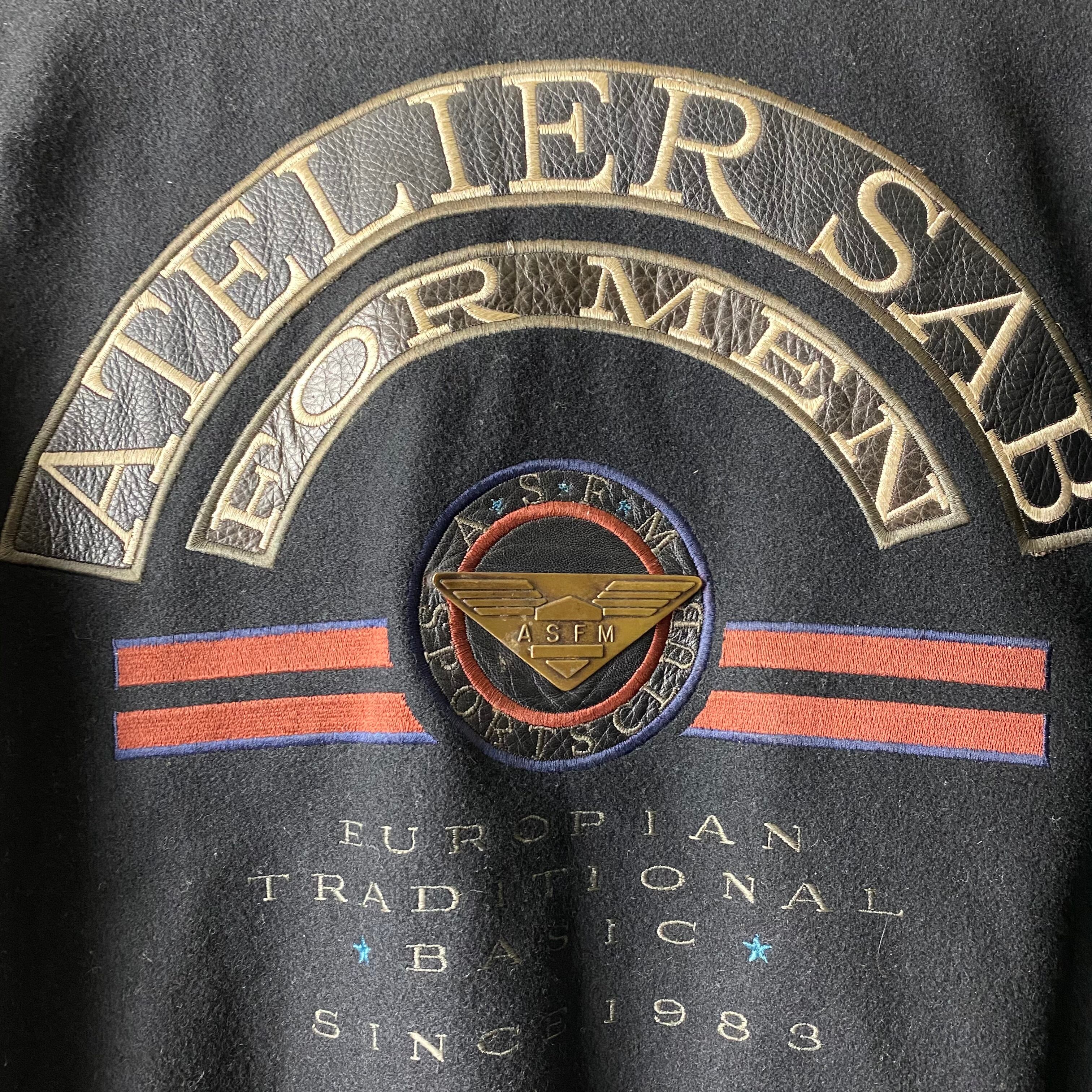 vintage ATELIER SAB FOR MEN leather sleeves all black blouson