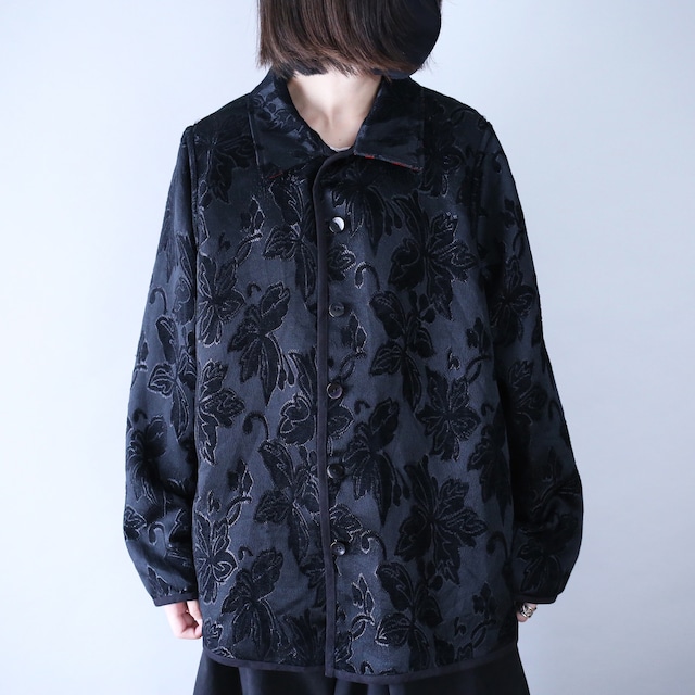 "reversible" red× black design box silhouette weaving jacket