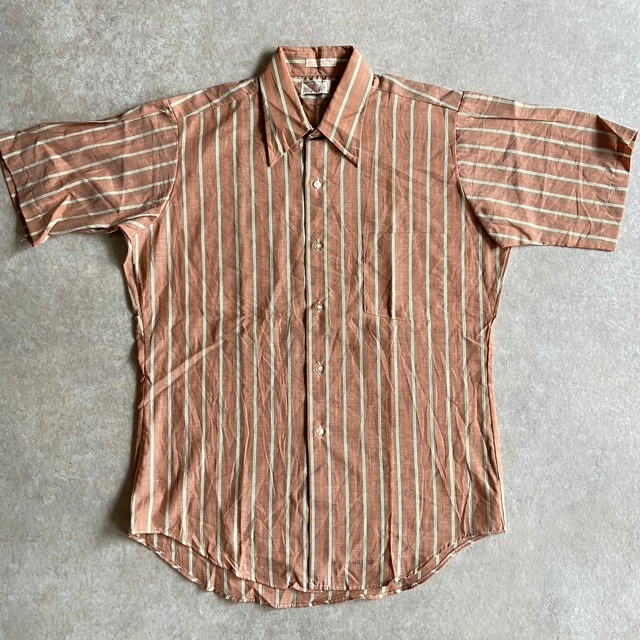 1970s  Saxon  S/S  Stripe Shirt  M位  G974