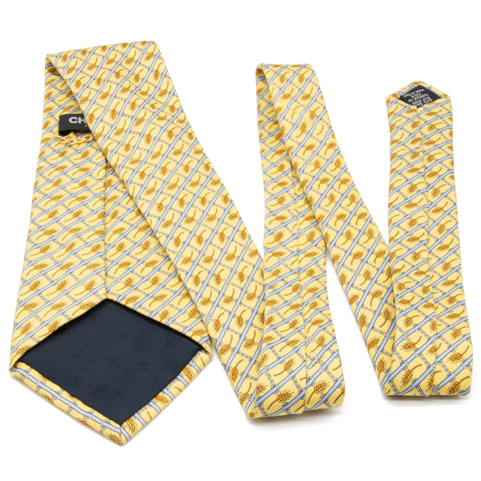 美品 シャネル ネクタイ シルク キー 鍵 ゴールドチェーン ココマーク 総柄 CHANEL シャネル ココマーク 総柄 ネクタイ シルク メンズ [中古