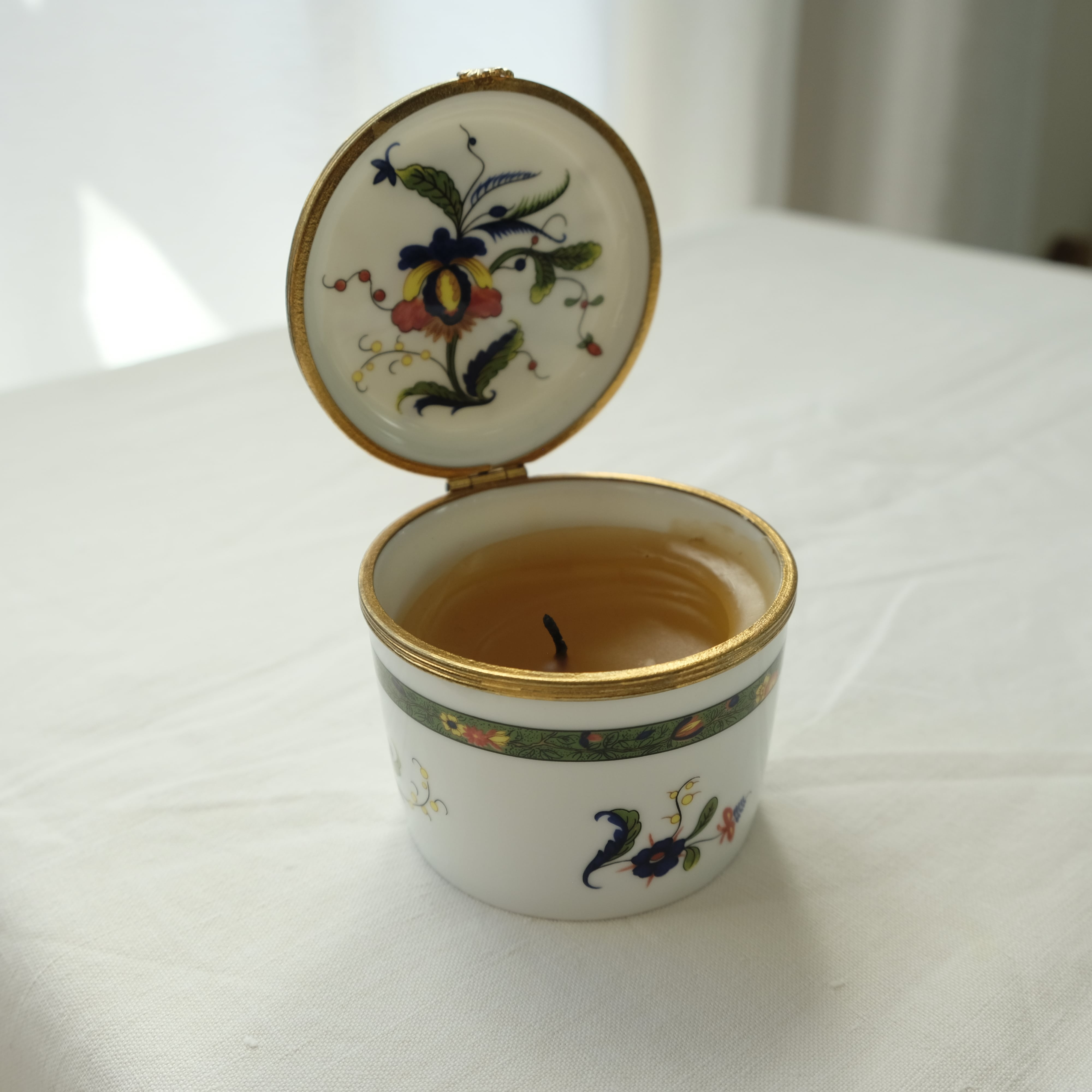 RAYNAUD リモージュ製鳥と植物のキャンドルBOX リモージュボックス リモージュ レイノー RAYNAUD リモージュ製鳥と