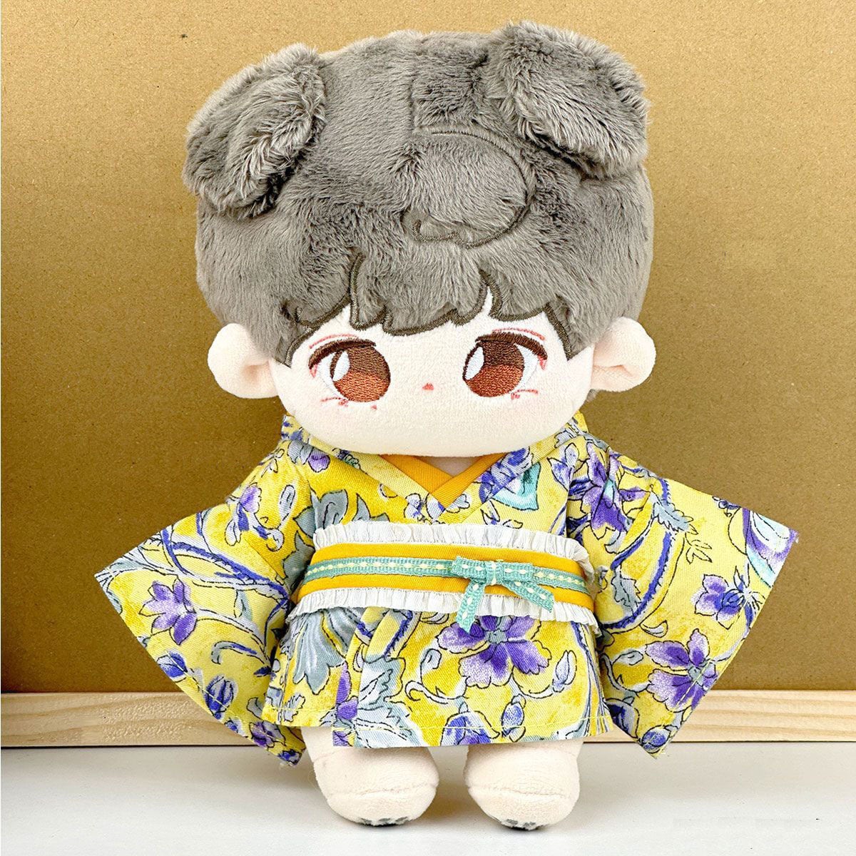 20cmぬいぐるみ用 かわいい 和風浴衣 花柄着物+帯 着せ替え ぬい服 2点