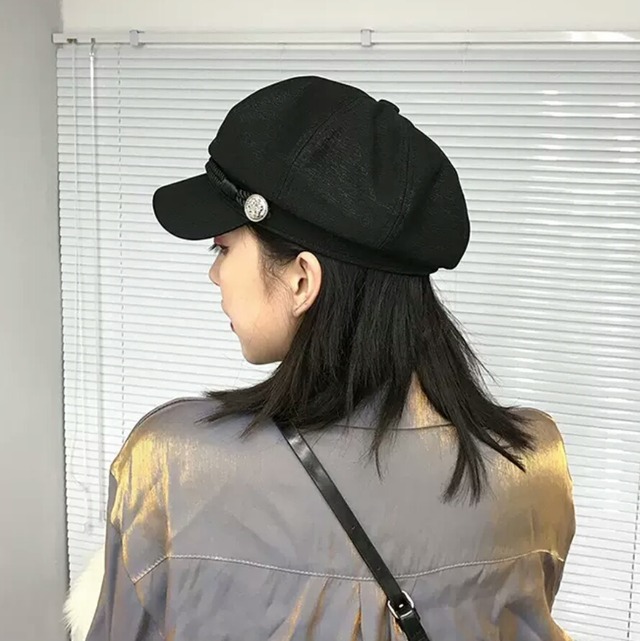 無地 シンプル キャスケット 帽子 キャップ 黒 ブラック 大人 カジュアル 可愛い キレイめ お出かけ お買い物 デート 女子会 春 夏 通学 学生 通勤 韓国ファッション 日除け レジャー Like Fashion