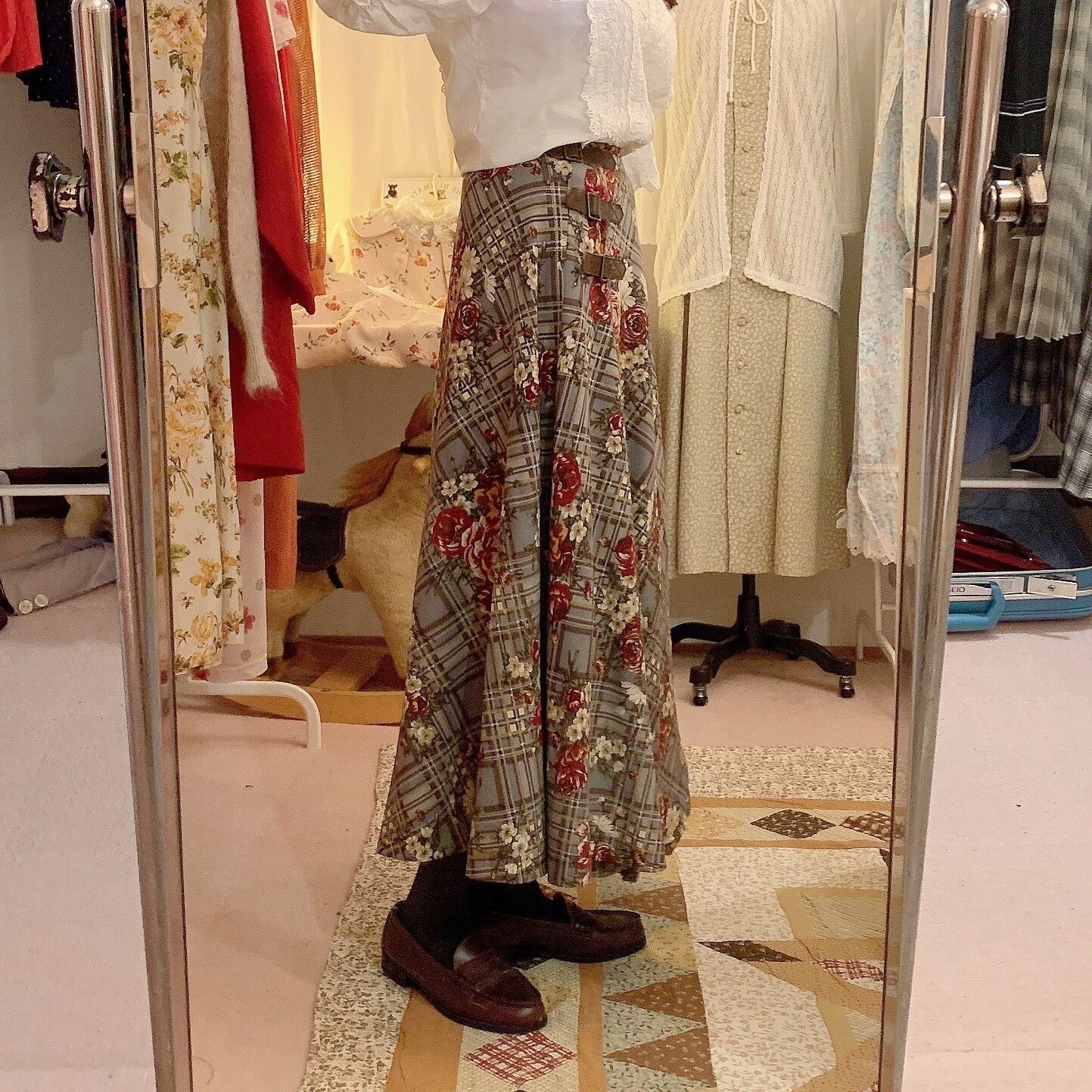 INGEBORG / rose check wrap skirt