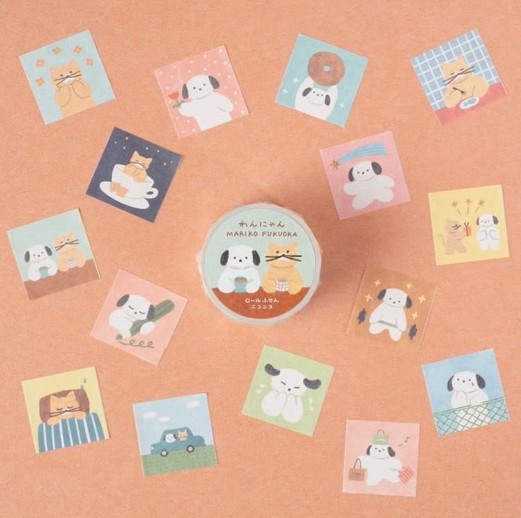 福岡麻利子 ロールふせんニコニコ「わんにゃん」 | Macaroni