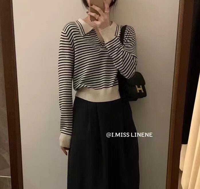 襟付きボーダーニット  AJ22085-201