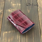 クロコダイル コンパクトウォレット ボルドー