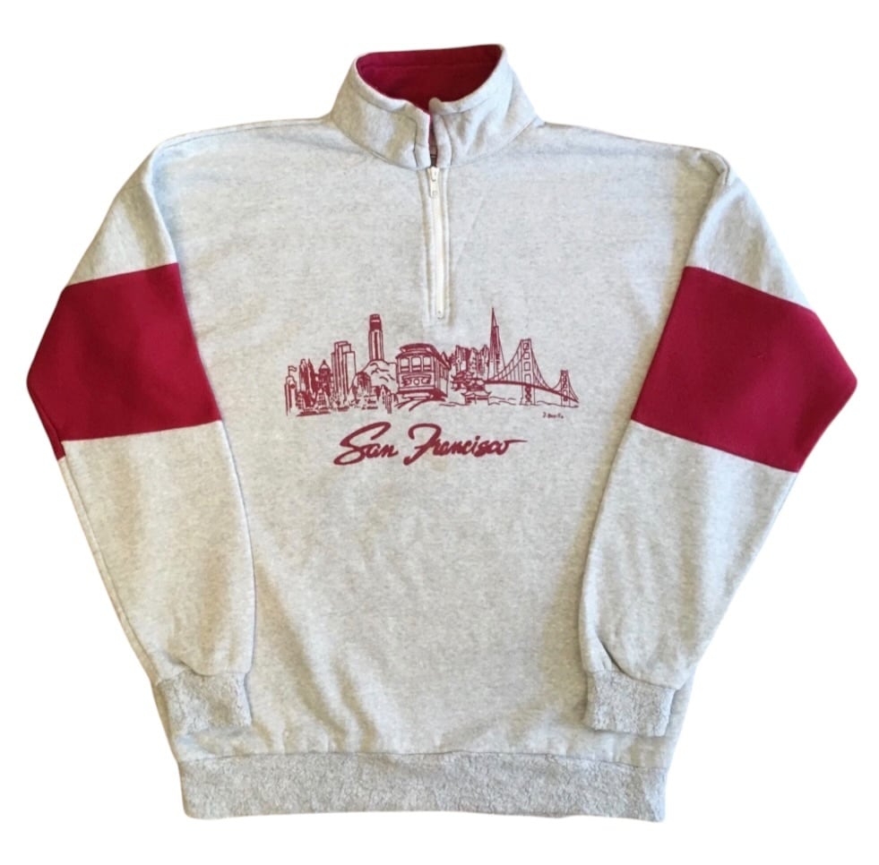San Francisco Half Zip Sweat / Made in USA / Size L / 80s