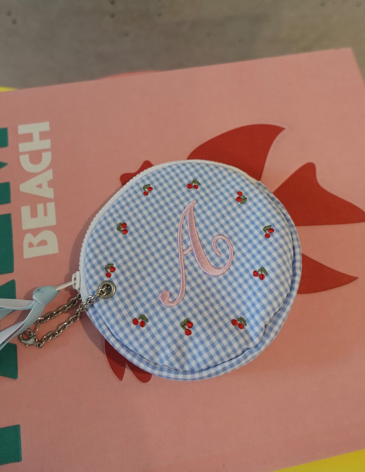 Coin Purse cherry with chain/Blue | J.N.Hearts
