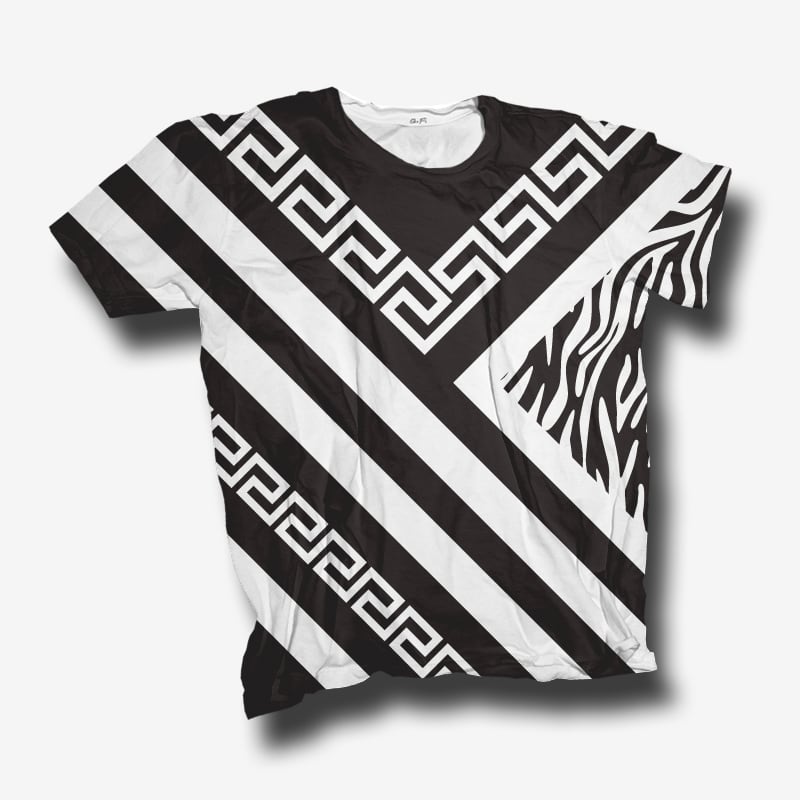 RocLife】メンズ ベルサーチ風 幾何学模様ゼブラ柄 Tシャツ | Roc Life