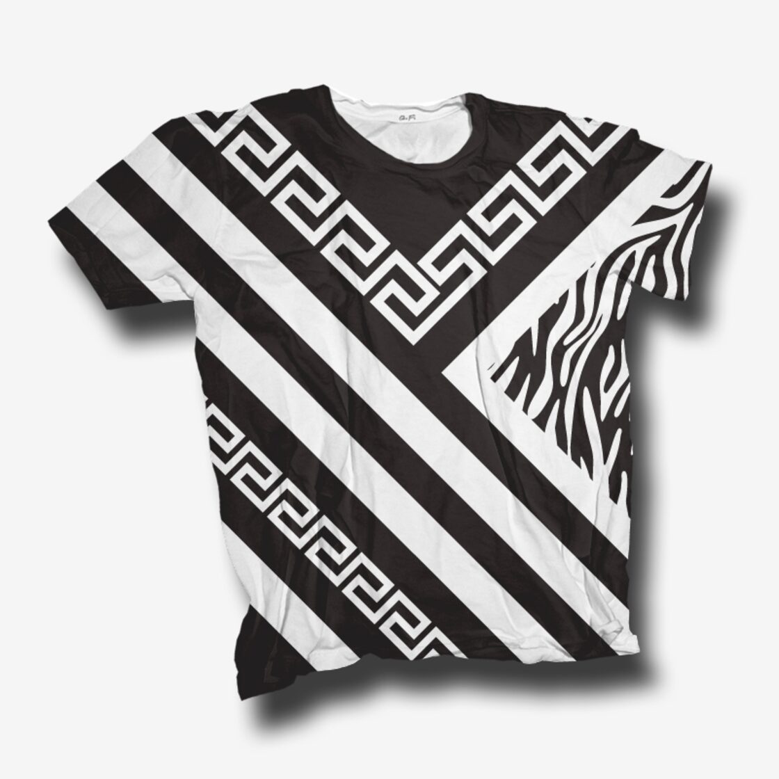 RocLife】メンズ ベルサーチ風 幾何学模様ゼブラ柄 Tシャツ | Pay ID