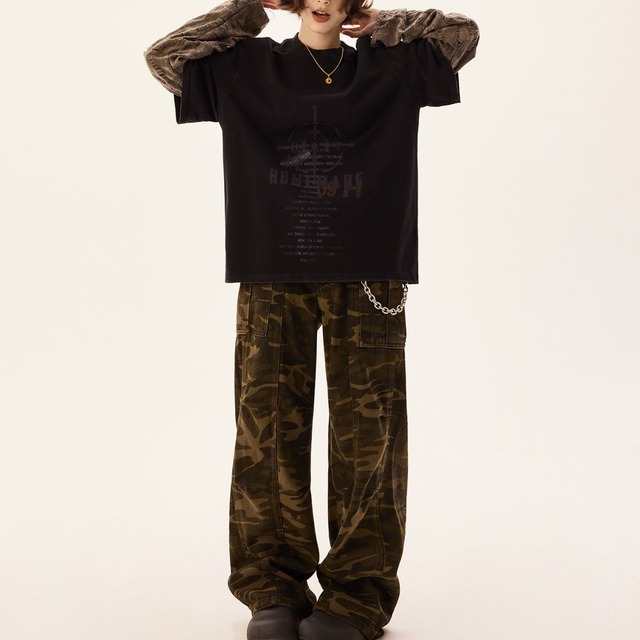 アーミーレイヤードグラフィックロングTシャツ   R00804