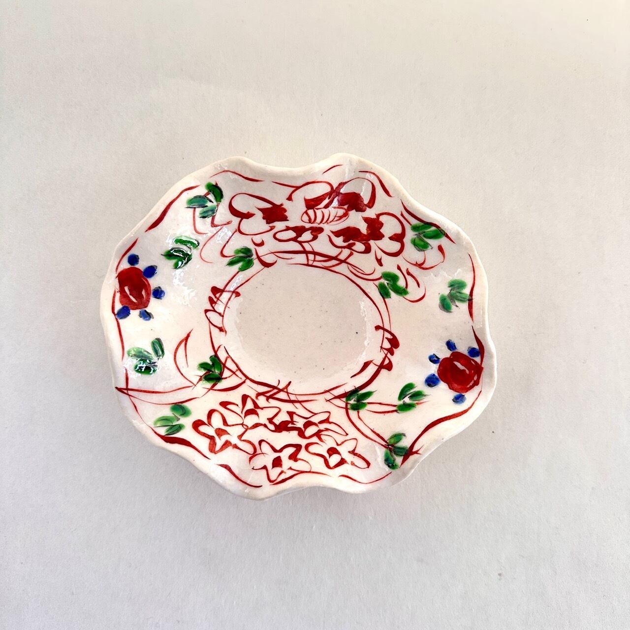 志野赤絵二花ひらひら小鉢【榛澤宏】