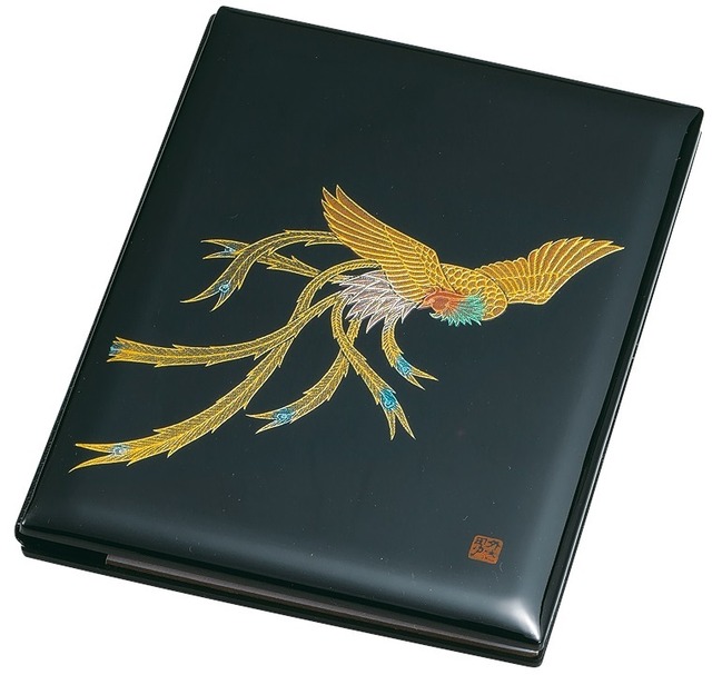36-3612 ブック型ピクチャー 黒塗 鳳凰 Book-Shaped Picture w Phoenix