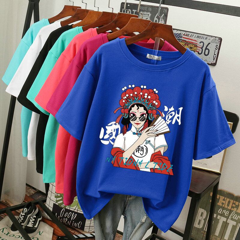 直営店情報 赤と白の夏のファッション オールマッチ綿 100% T シャツ