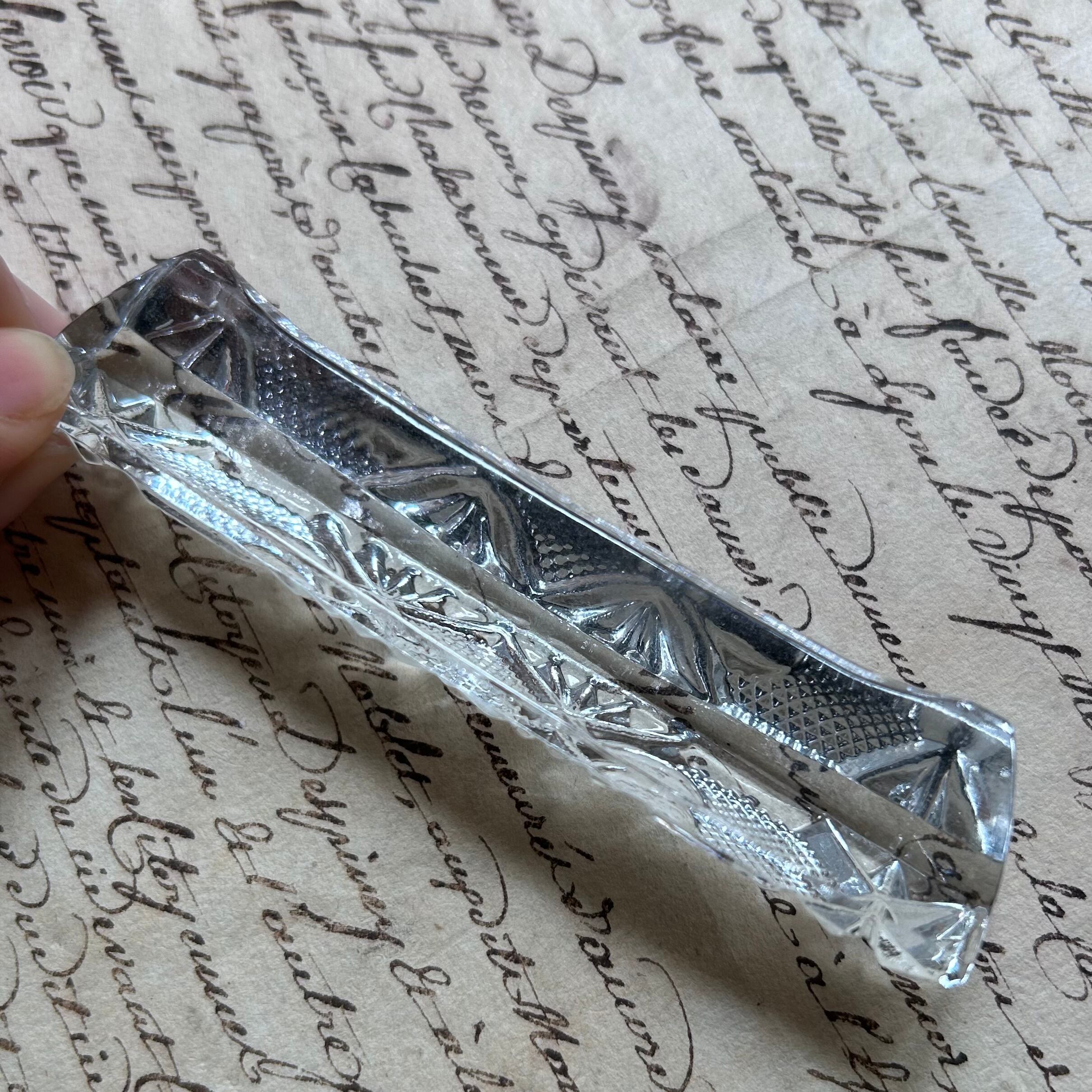 フランスアンティーク クリスタル カトラリーレスト ヒイラギ 2個