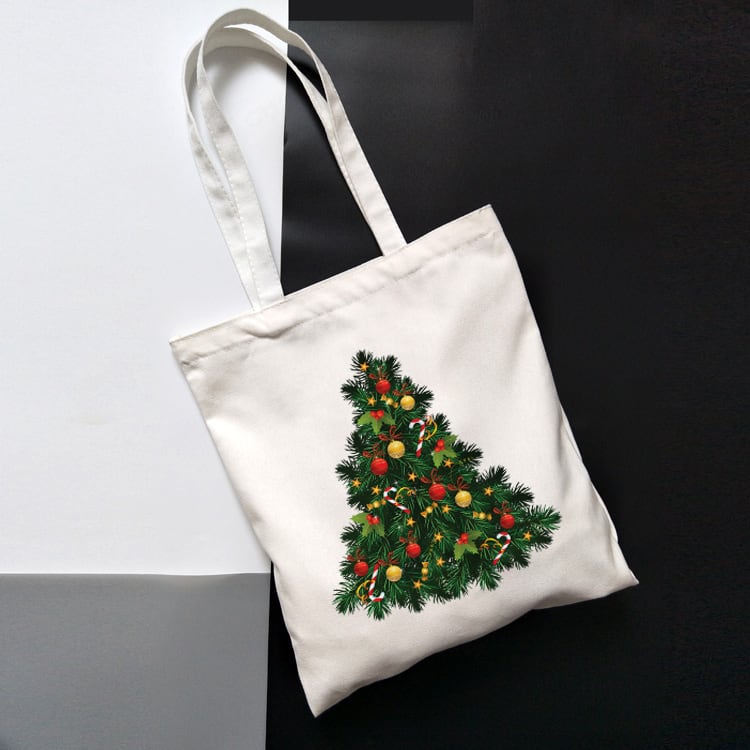 送料無料 女性キャンバスハンドバッグクリスマスショッピングバッグ