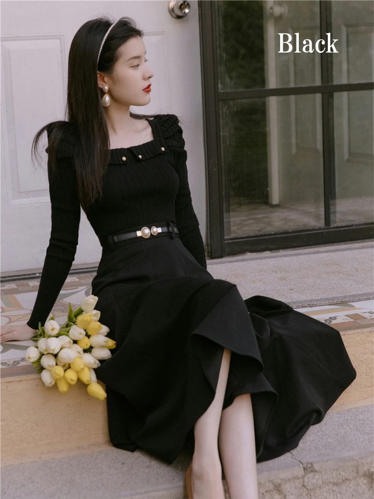 【0224】Elegant Knit Long Sleeve 2 Piece Set