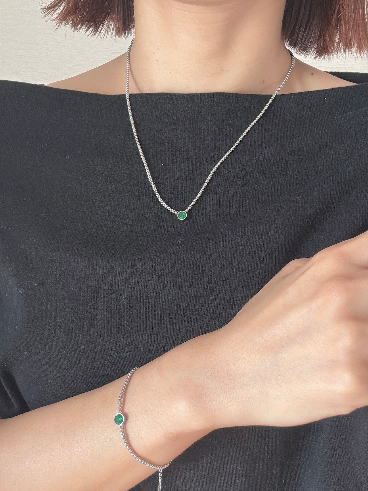 MSA green stone necklace