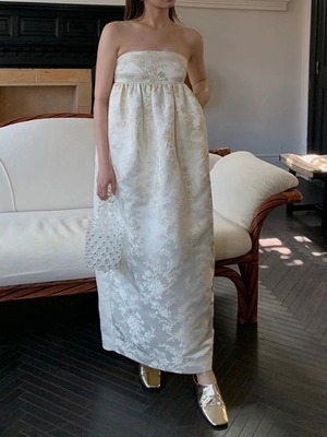 Tube top long skirt satin dress【H00048】