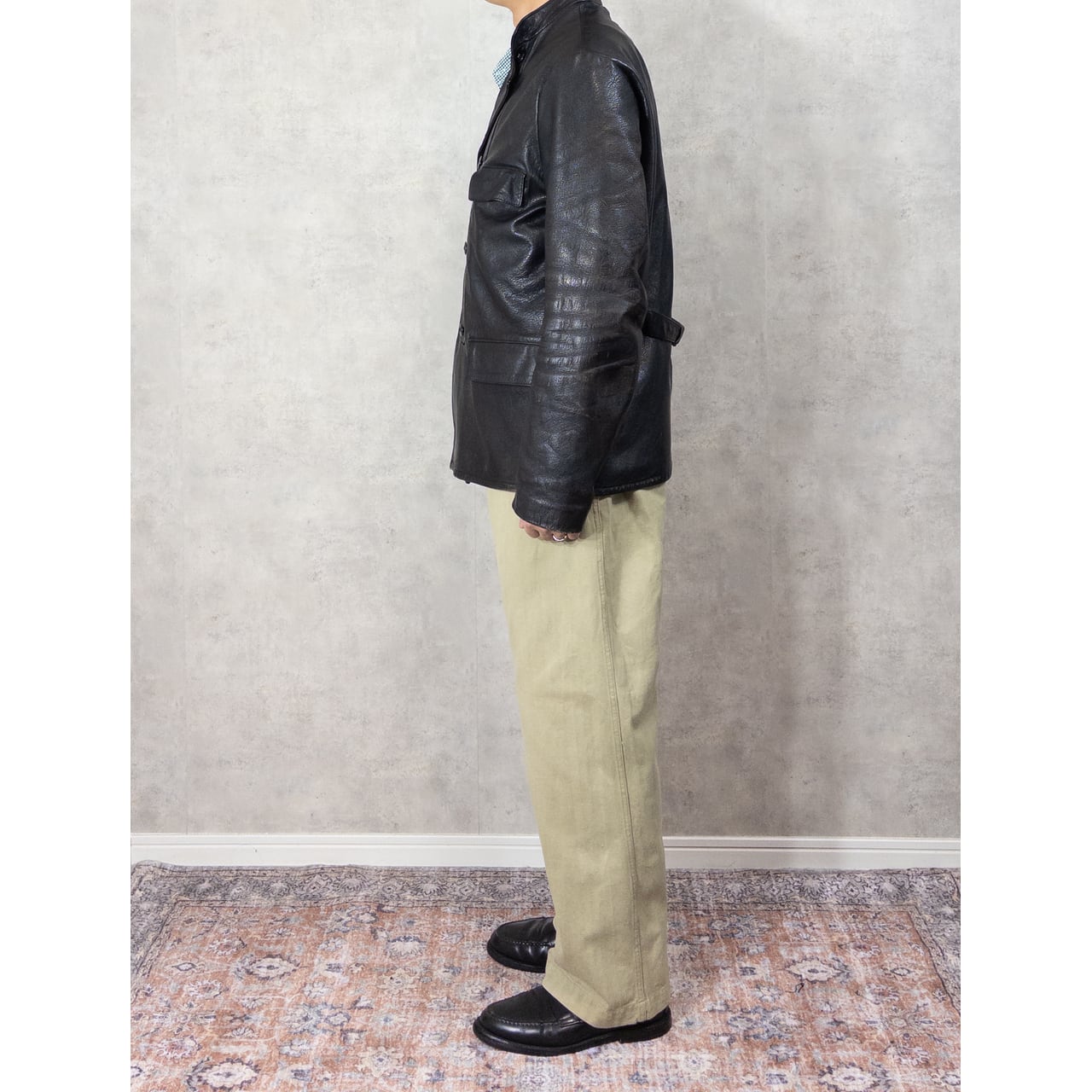 40's Swedish Double Breasted Leather 1940's SWEDISH MILITARY