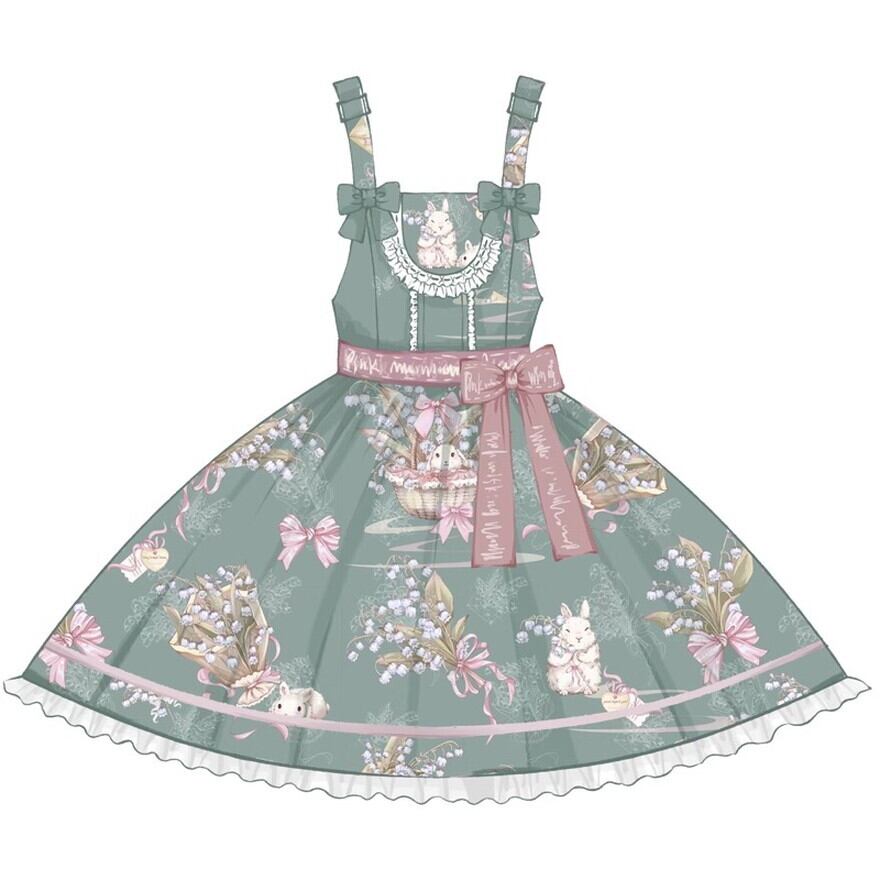 スイートロリータ JSK うさぎ 花柄 プリント ガーリー おしゃれ増し