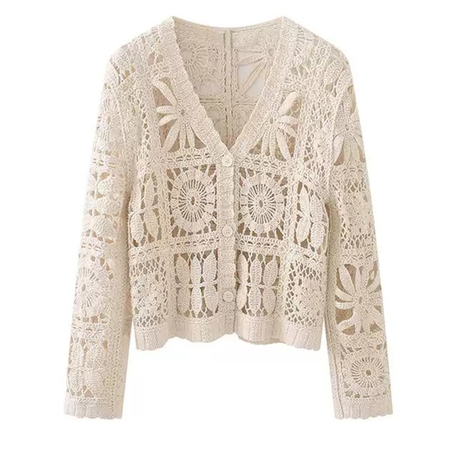 クロシェ編み サマーニット カーディガン