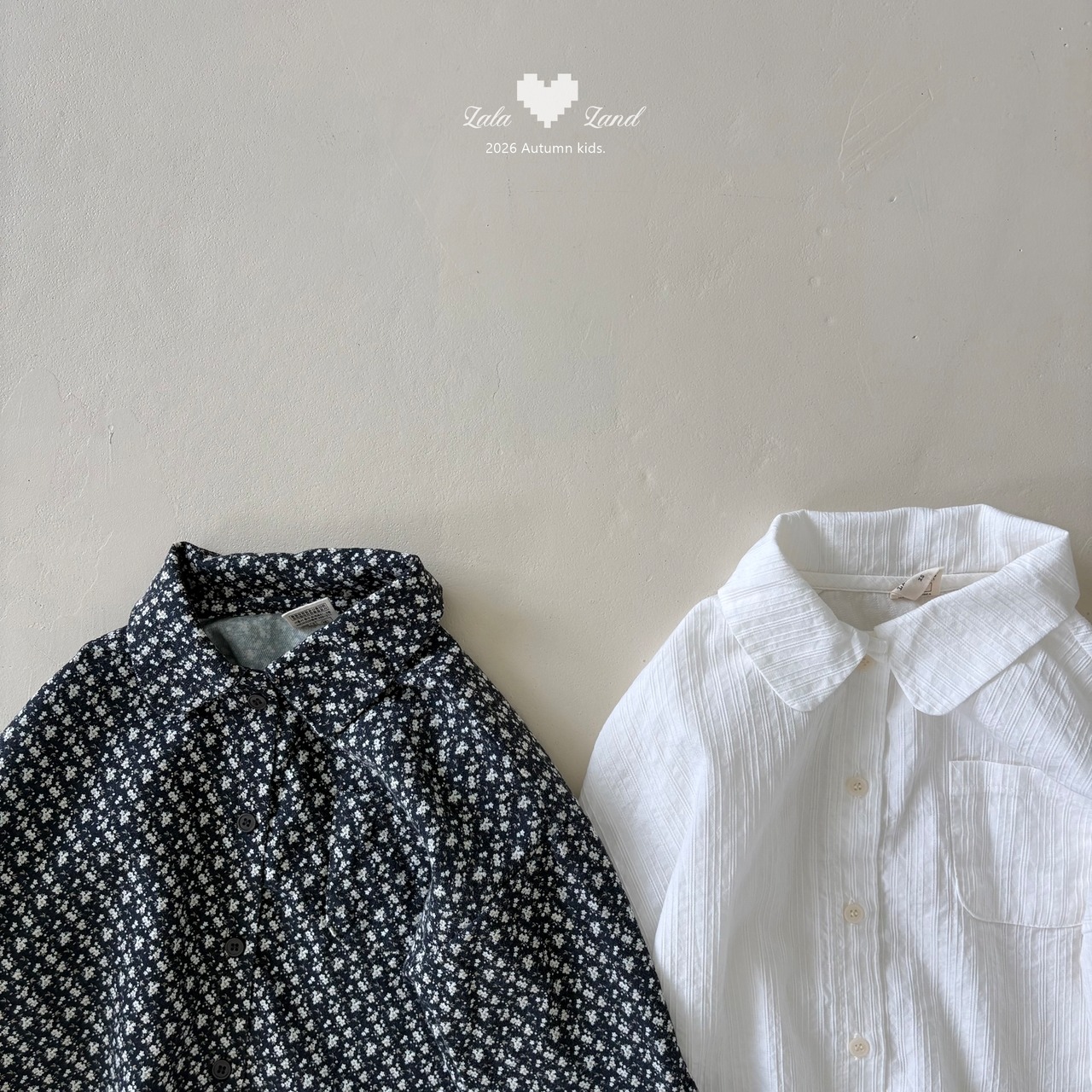 韓国子供服 / LALALAND / 26Autumn / フリルカラー シャツ / 秋服 / キッズ *XS~XL*