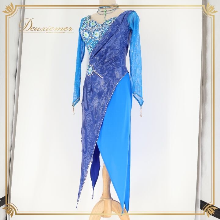 社交ダンススカート 社交ダンストップス　上下セット　美品　綺麗上品なパープル色 美品 社交ダンス衣装】上下セット トップス スカート 紫 パープル