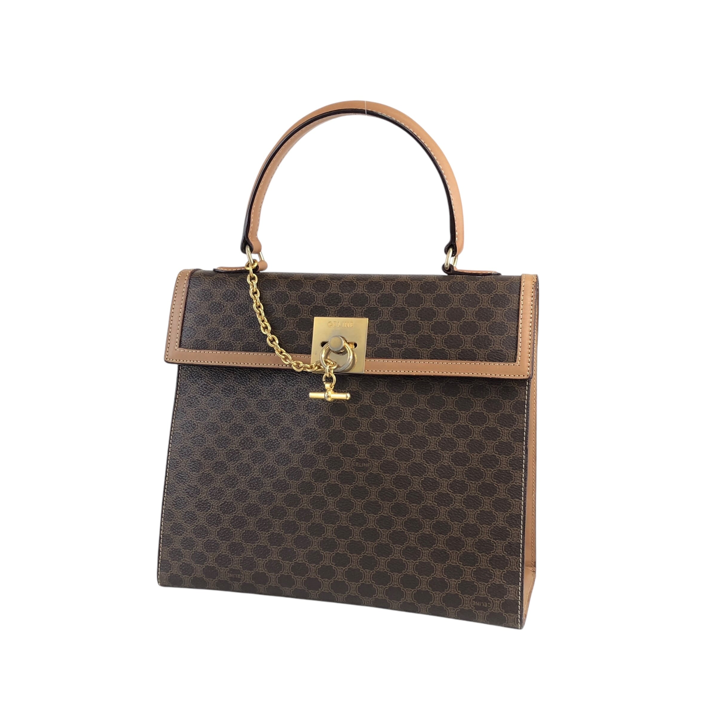 CELINE セリーヌ マカダム ハンドバッグ ブラウン ガンチーニ CELINE セリーヌ マカダム ハンドバッグ ブラウン ガンチーニ