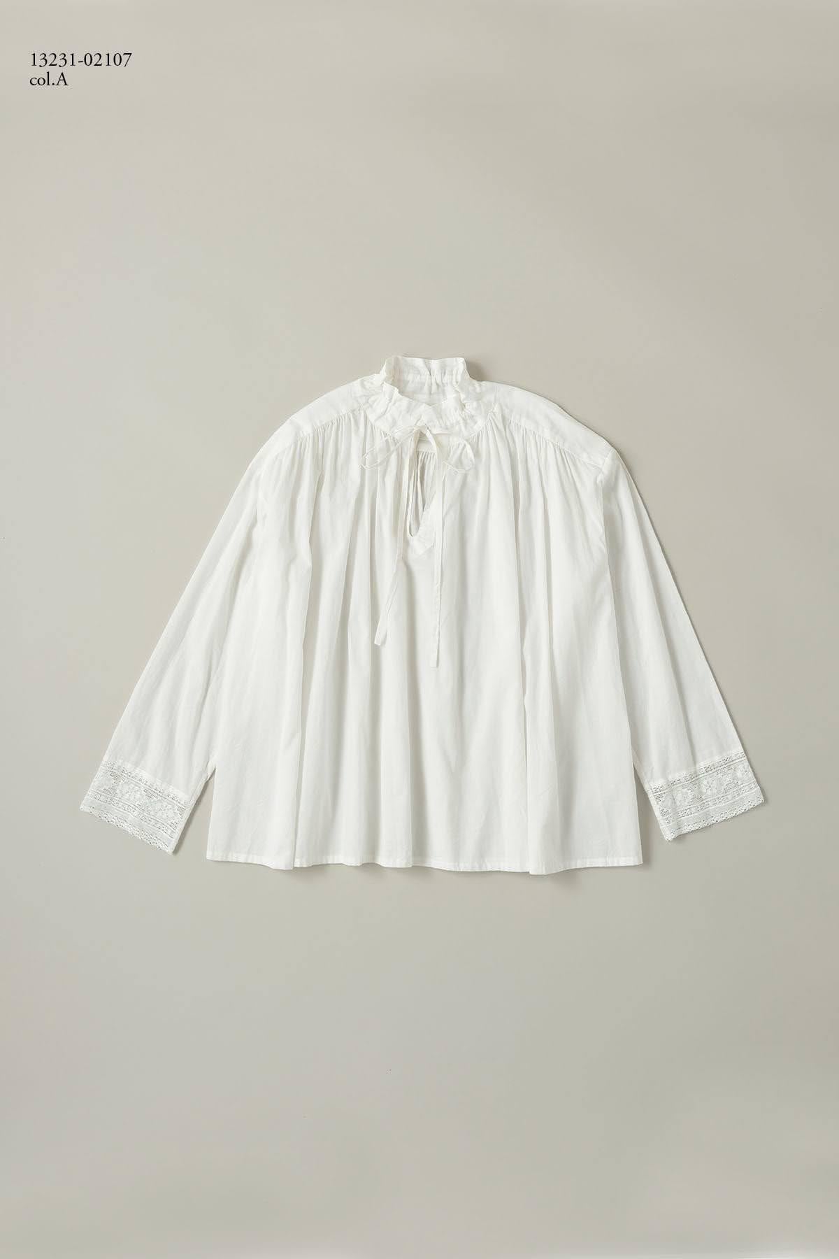 GASA 13231-02107 thin organic cotton スキッパーブラウス