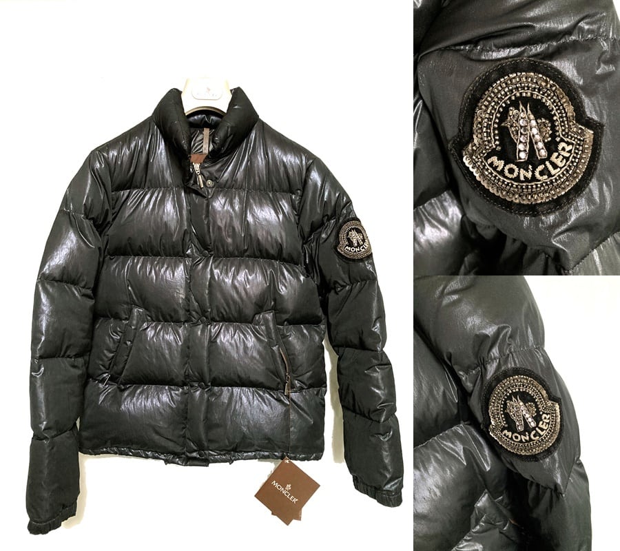 レア 限定 MONCLER モンクレール × ビームス カスタマーカード付属 スワロフスキー スパンコール ワッペン ダウンジャケット 2