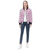 Women's Zip Up Print Bomber Jacket Neon 4584