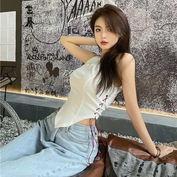 ストラップ トップス レディースサマートライアングルスカーフ Tシャツ 夏物 ドラファッションホール38654230023