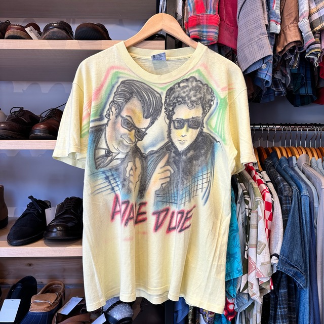 Ⓝ1990'S HAND PAINT T-SHIRT "ADAHE DUDE" SIZE L
