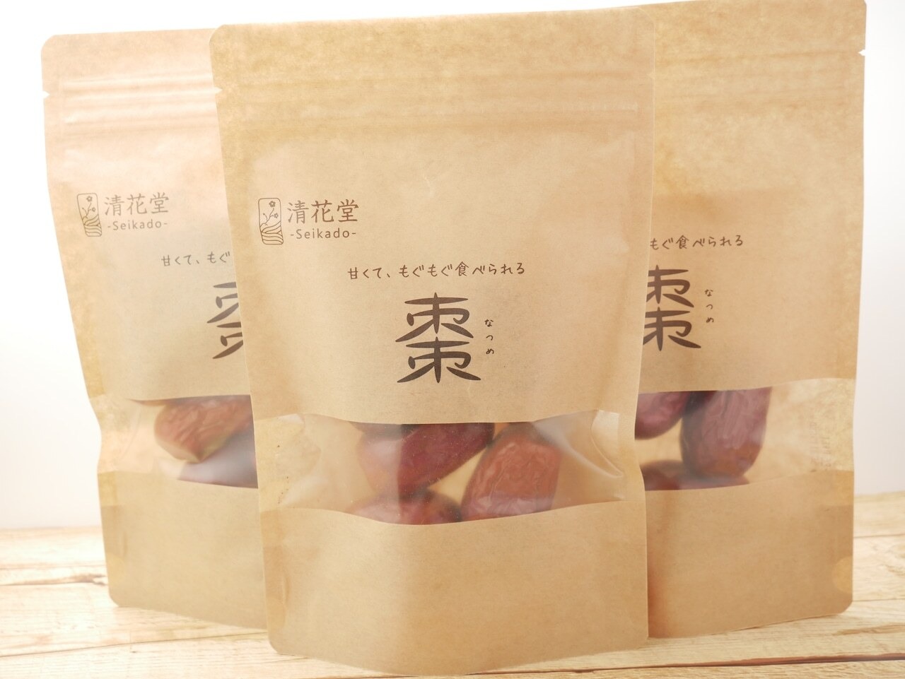 【月刊おがたの漢方定期便セット】　もぐもぐなつめ3袋セット+お試し漢方5日分(10包)