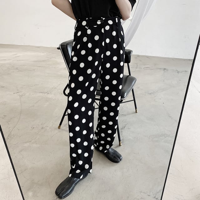 予約販売】パンツ ボトムス メンズ ストレート レトロ 水玉模様 ドット