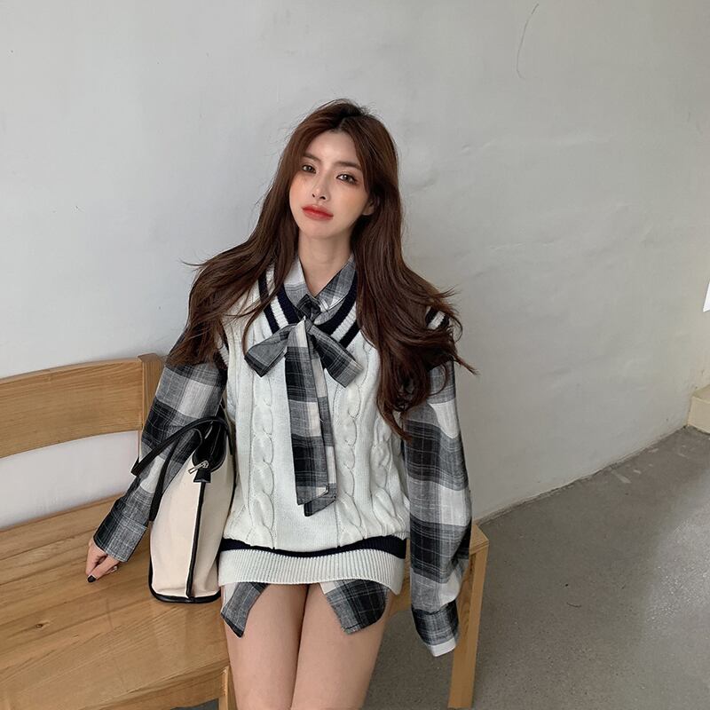 セーター ルーズニットジャケット スプリングオータムホワイト 春物 秋物 ブラックストロベリース59748949745